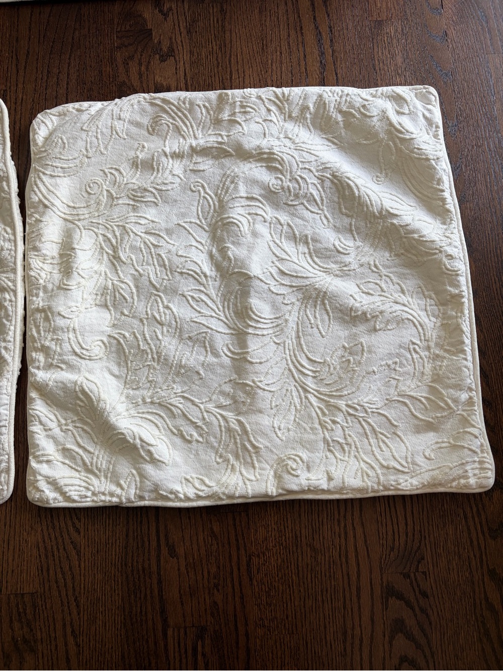Bella Notte Linens Ivory Embroidered Pillow Shams w/MOP buttons - Two Shams